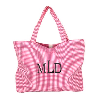 181029 - PINK/WHITE GINGHAM SHOPPING BAG